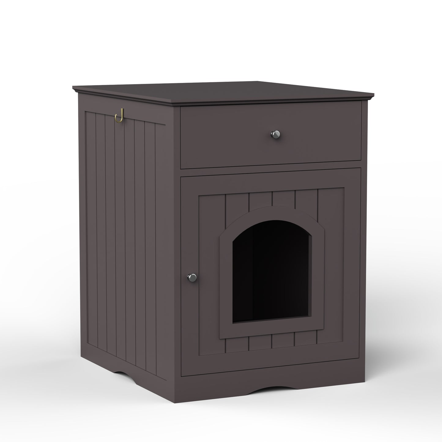 Wooden Cat Litter Box Enclosure with Drawer – MDF Pet House Side Table Furniture for Indoor Use