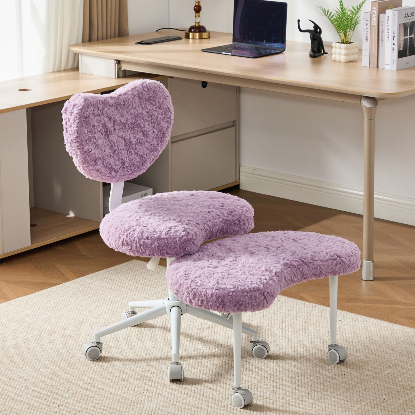 Artificial rabbit hair Meditation Chair Plus, Cross Legged Chair with Wheels, ADHD Chair, Criss Cross
