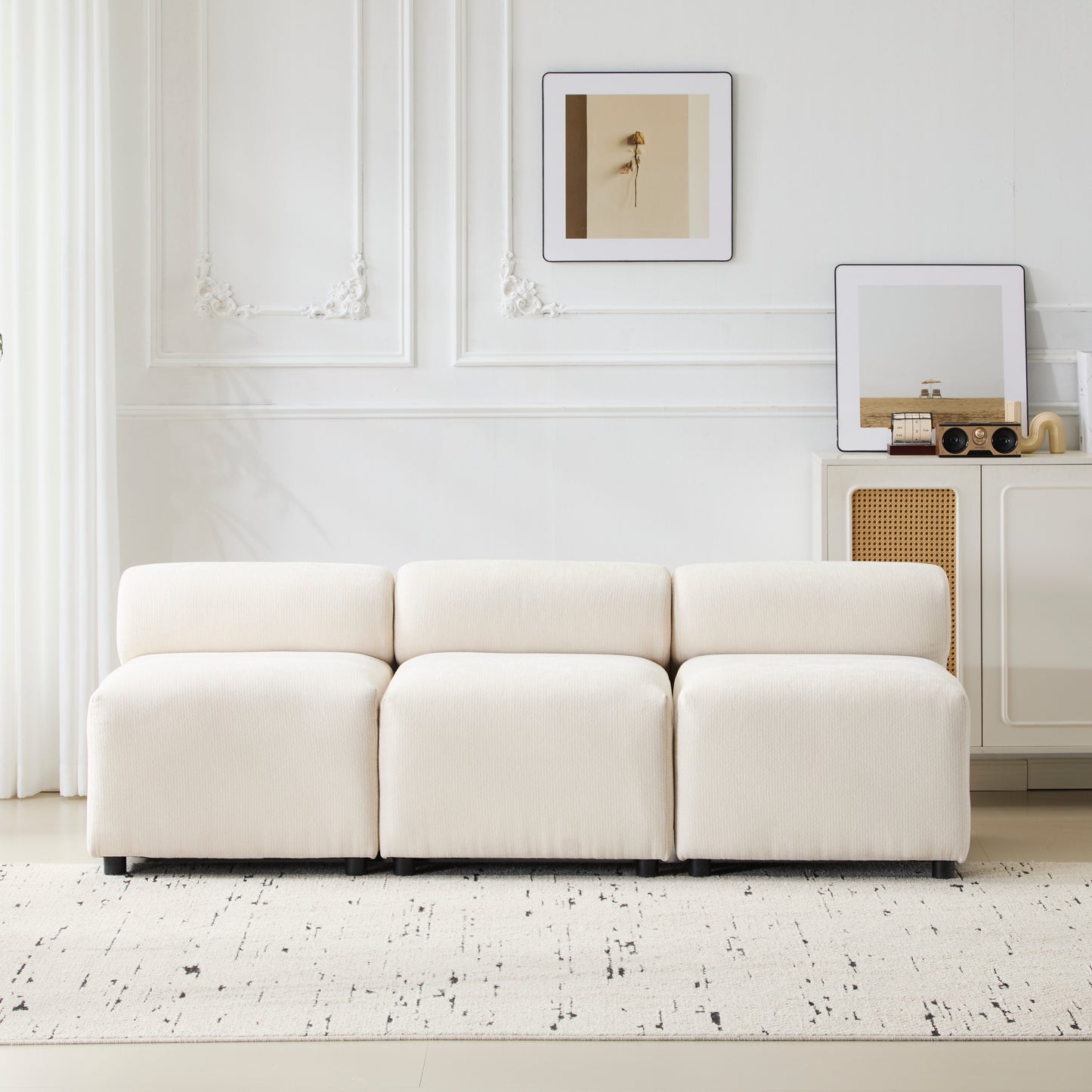 Modular Chenille Sectional Sofa – Modern Curved Upholstered Couch for Living Room, Bedroom & Apartment