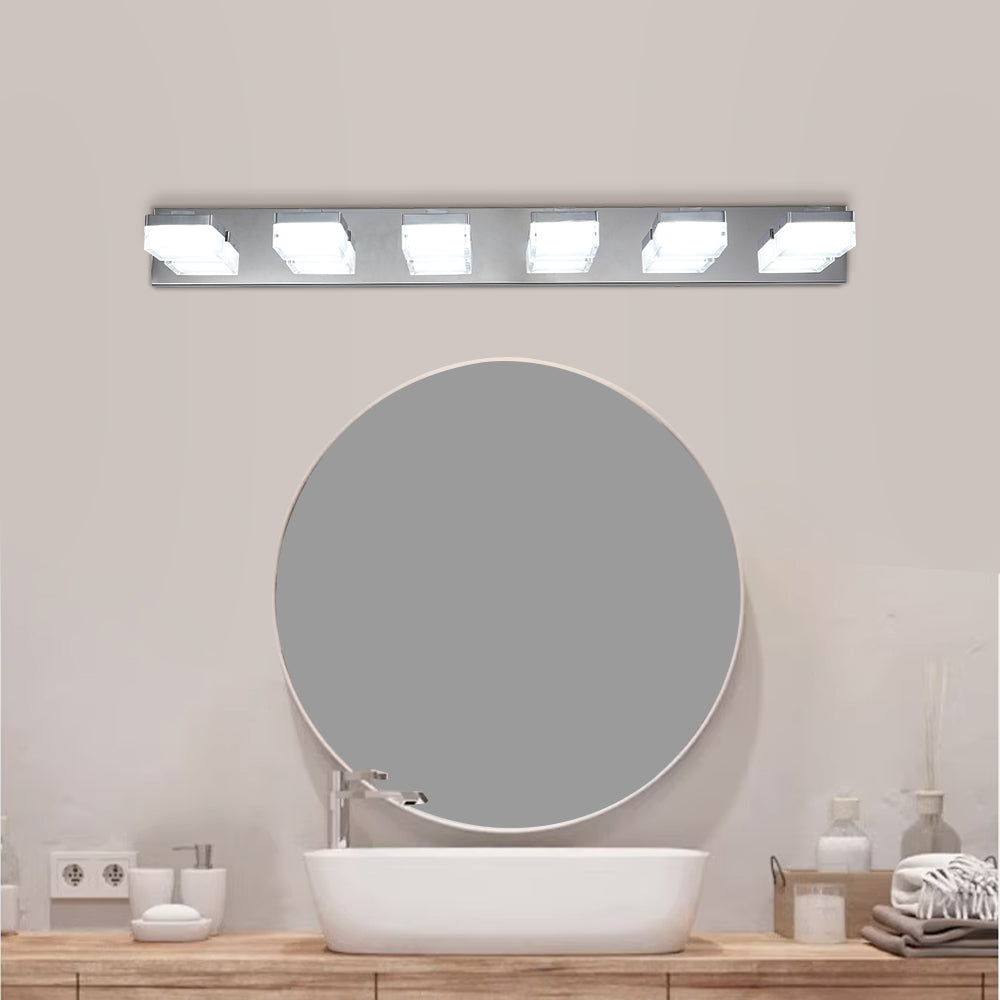 (Same as W1340110610/L2016) Modern 6-Light Chrome LED Vanity Mirror Light Fixture For Bathrooms And Makeup Tables