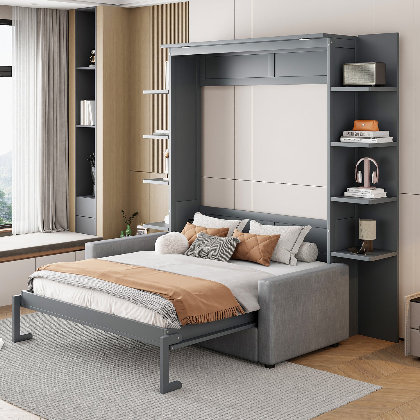 Queen Size Murphy Bed Wall Bed with Sofa