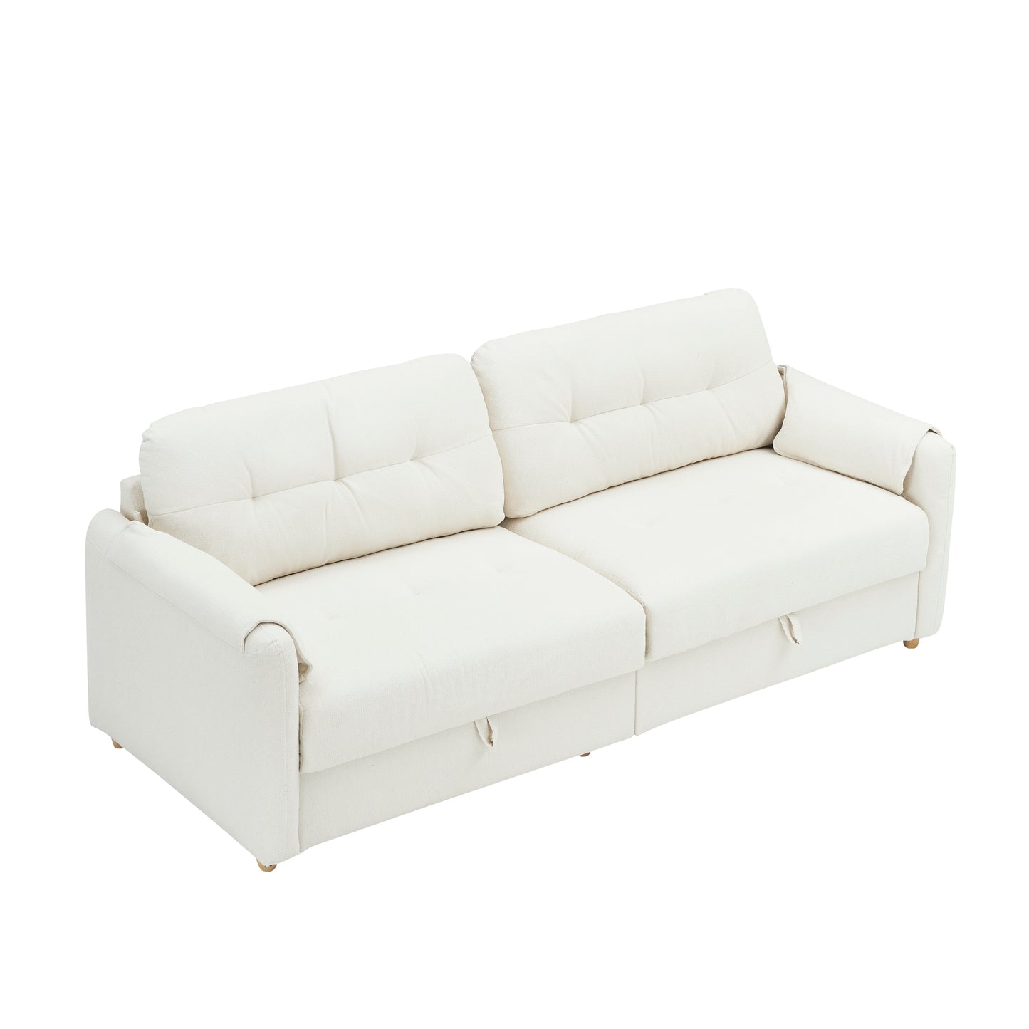 79.50 inches long, Teddy Cotton Linen Sofa Fabric, with metal conical long legs, metal strip matching, stylish and simple-Beige