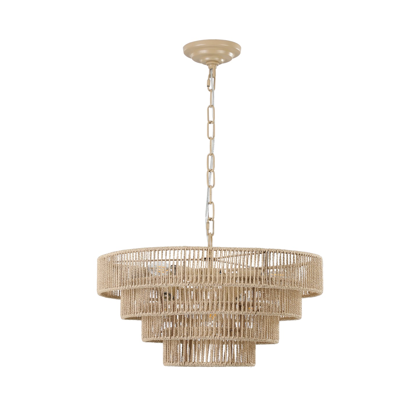 (Same as W1340P155976/L1019-4) Bohemian style Woven Pendant Light 19.7 Inch Rattan Ligh Large Rattan Pendant Light with 4-Tier Rattan Chandelier--Wood