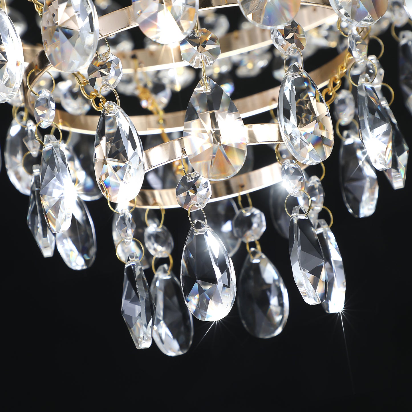 (Same as W1340P143189)Gold Crystal Chandeliers,Large Contemporary Luxury Ceiling Lighting for Living Room Dining Room Bedroom Hallway (Without Bulb)