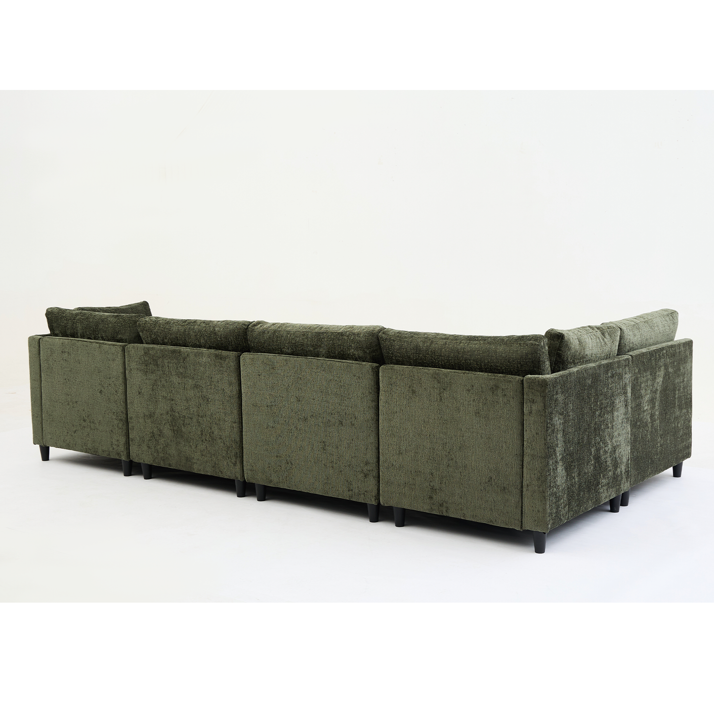 Modular Sectional Couch with Storage Ottoman, U Shaped Sofa, Storage Ottoman,Minimalist ,Convertible Modular Sofa,Chenille ,Upholstered,6 Seat,Living Room,   Green