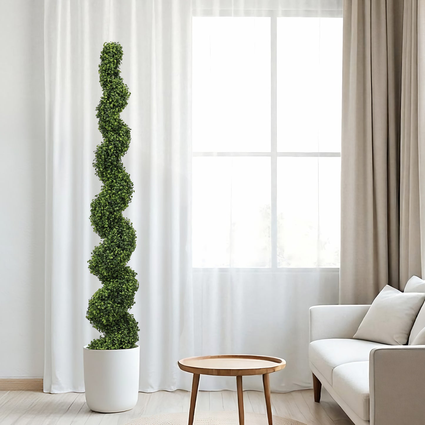 Artificial Spiral Topiary Trees Outdoor Faux Boxwood Plants Large Twisted Potted Design for Garden Front Por