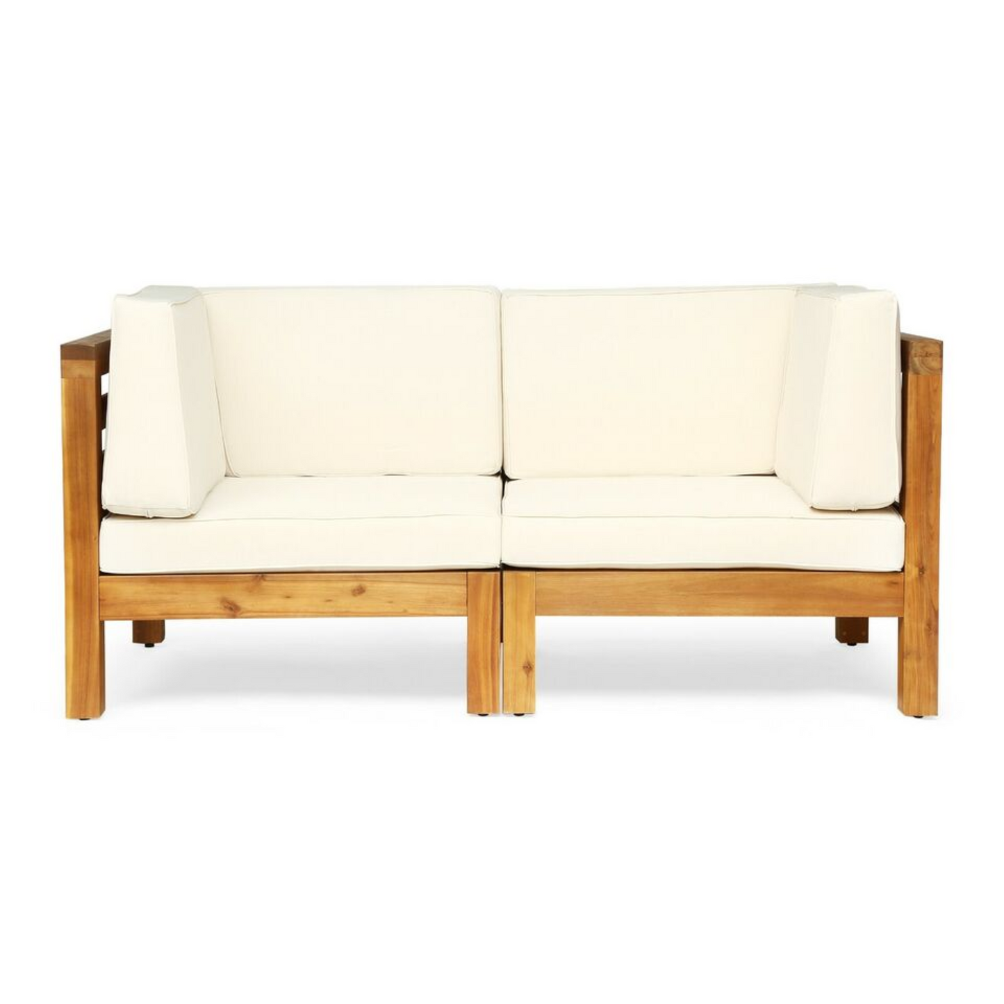 2-Piece Outdoor Loveseat Set with Water-Resistant Cushions – Acacia Wood Patio Conversation Seating