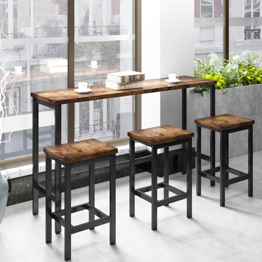 4-Piece Counter Height Dining Set MDF Brown with Counter Height for Dining Room or Kitchen