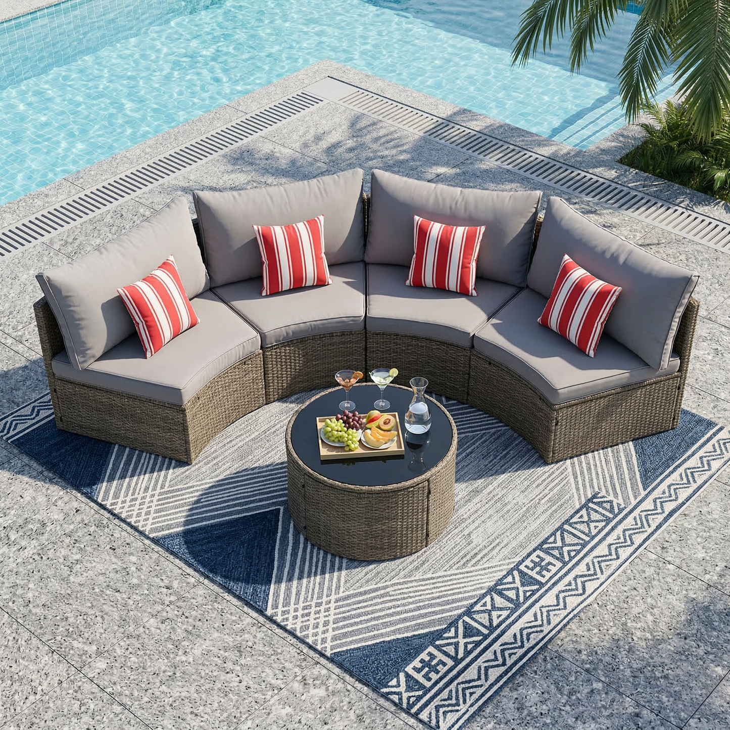 Outdoor Patio Wicker Sofa Set – Rattan Conversation Furniture with Cushions, Garden Seating Set