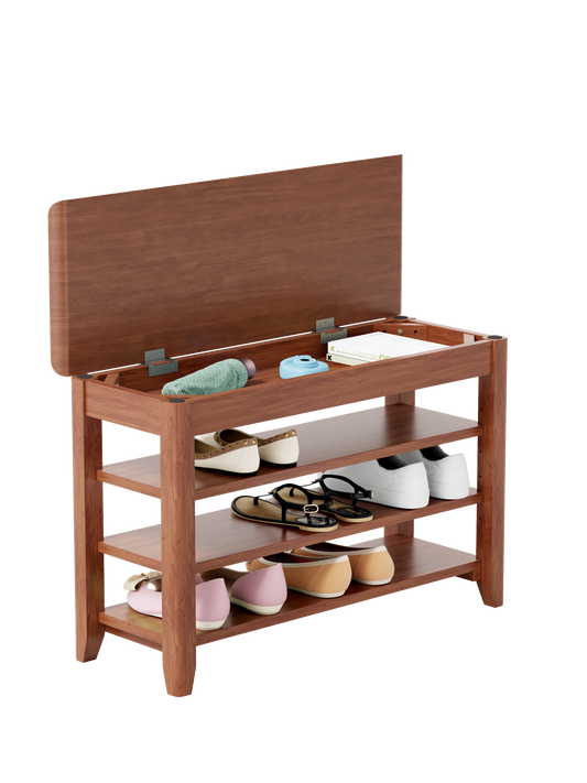 Rotating Full-Length Mirror with Coat Rack Solid Wood Walnut Storage and Adjustable, Available in 31.50" and 39.37" sizes for Bedroom, Entryway and Dressing Areas