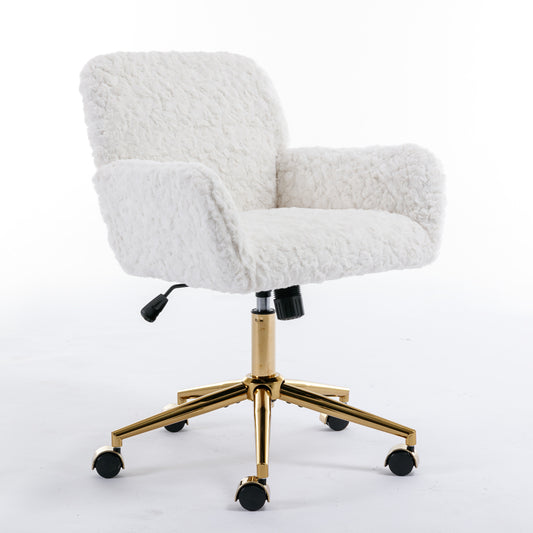 Office Chair Beige Velvet with Swivel Function for Home Office or Vanity Desk