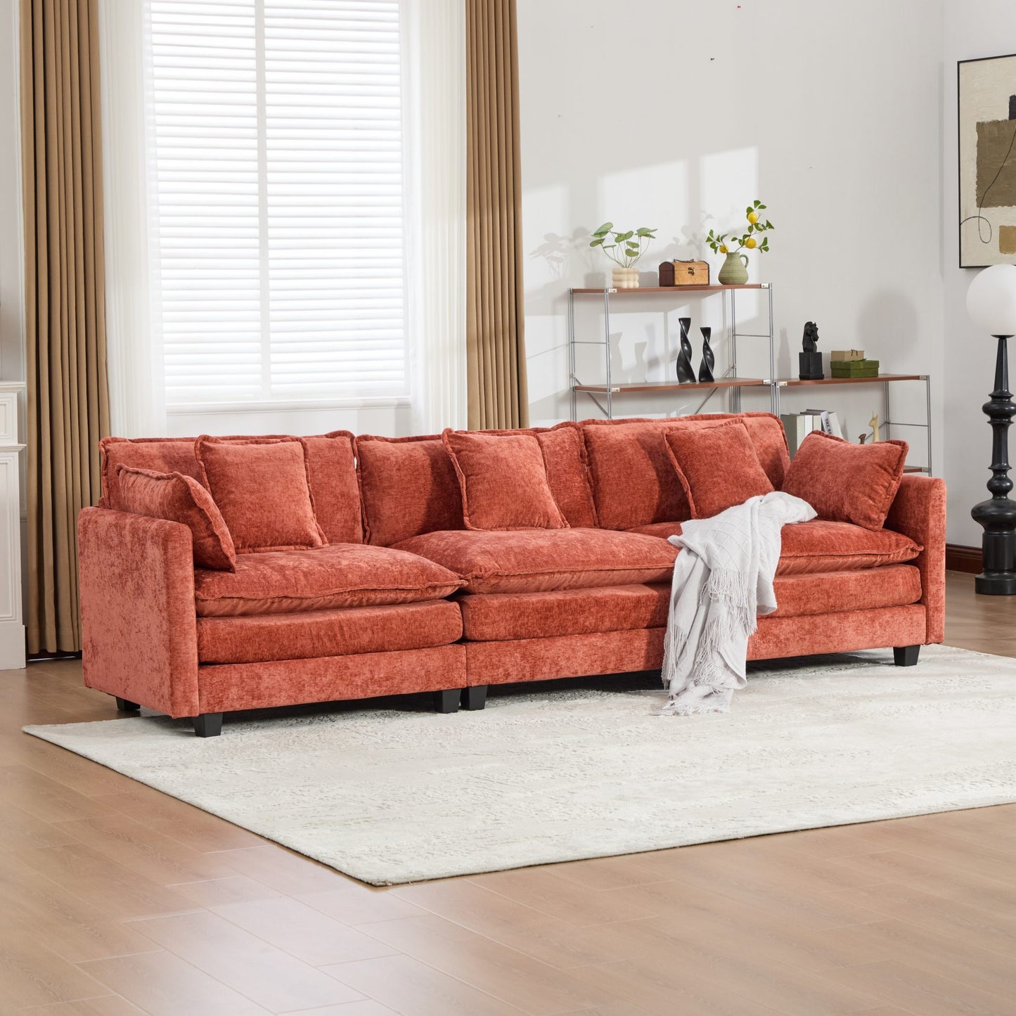 Cloud Sofa Modern Sectional Couch, Double Layer Upholstered Chenille Fabric (Ottoman not included