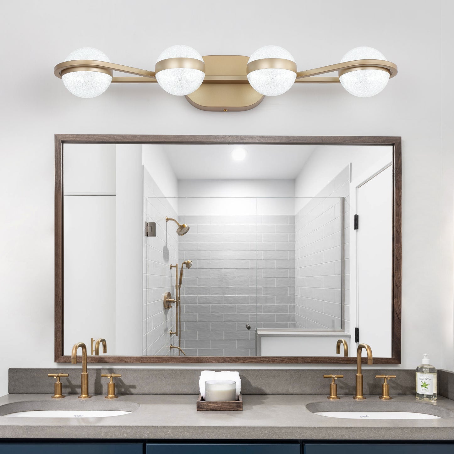 (Same as W134067503/L2001) Modern Minimalist Gold Bathroom Vanity Light, 4 Bulb Acrylic Shades, Wall Mounted Decorative Lighting Fixture, Suitable for Bathroom Vanity Mirror