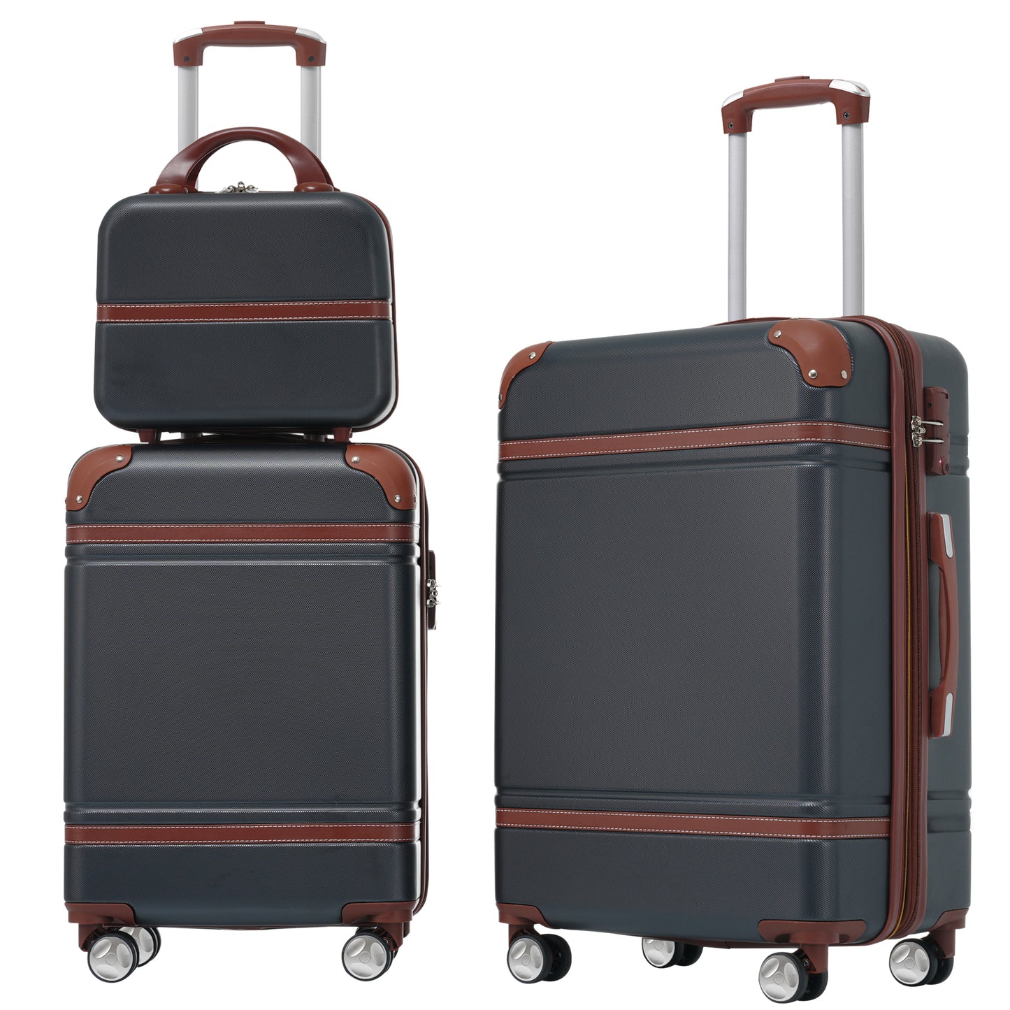 Hardshell Luggage Sets 3 Pieces with TSA Lock in Pink, Lightweight ABS, Includes 20' and 24' Suitcases and Cosmetic Case