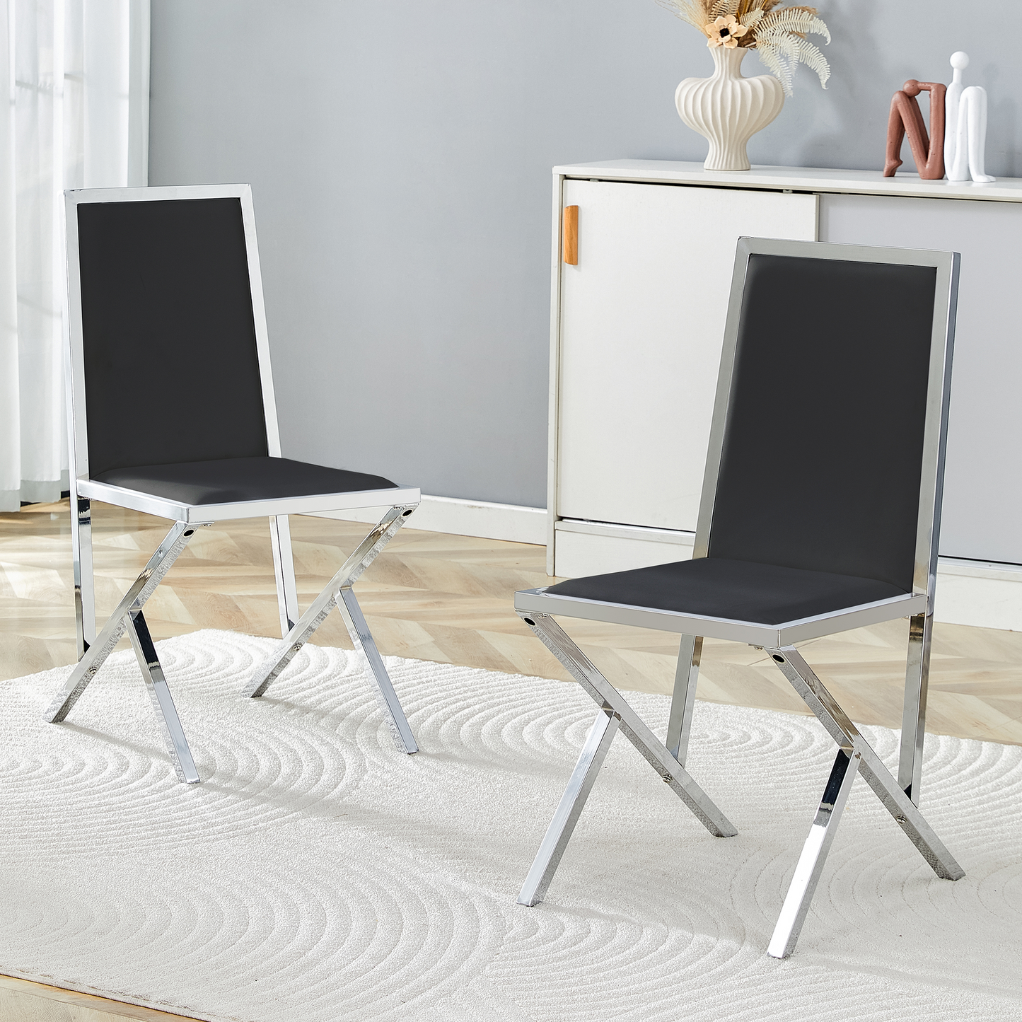 Modern PU Leather Dining Chair – Ergonomic Upholstered Chair with Metal Frame, Luxury Kitchen & Dining Seating
