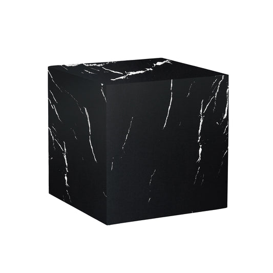 Cube Coffee Table MDF Black Marble Texture for Living Room Accent and Display