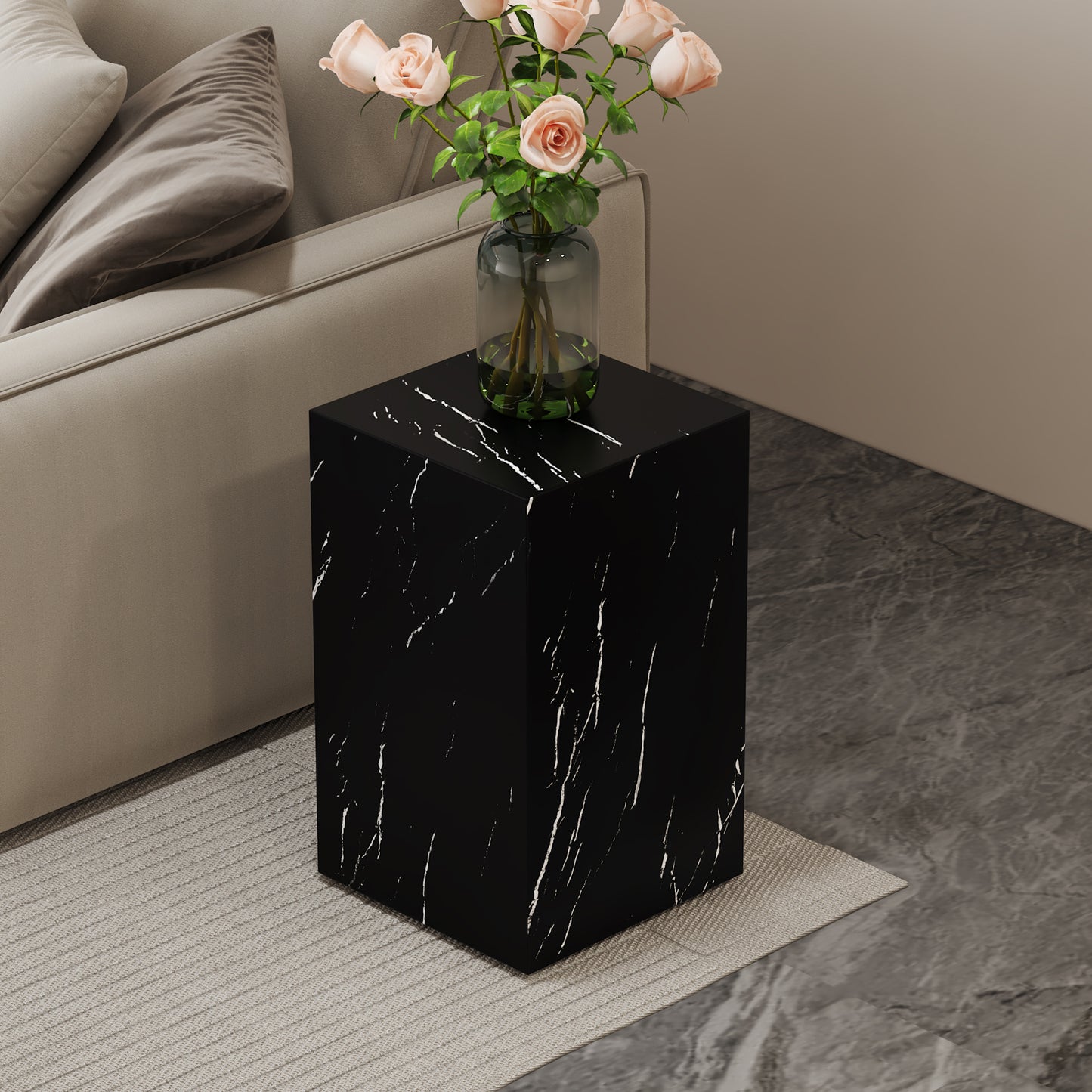 Modern MDF Accent Table – 12"x12"x20" Compact Coffee Table, Luxury Living Room Side Table