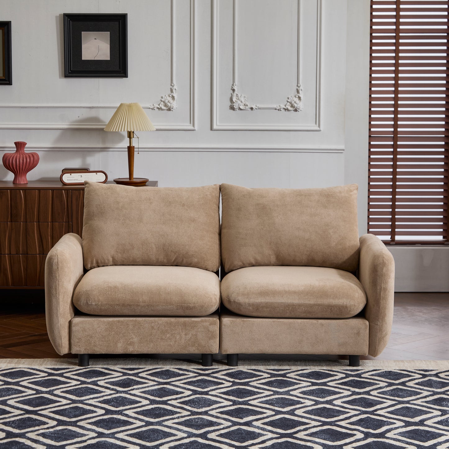 Modular Velvet Sectional Sofa Corner Chair – Convertible Upholstered Couch with Flexible Configurations for Living Room
