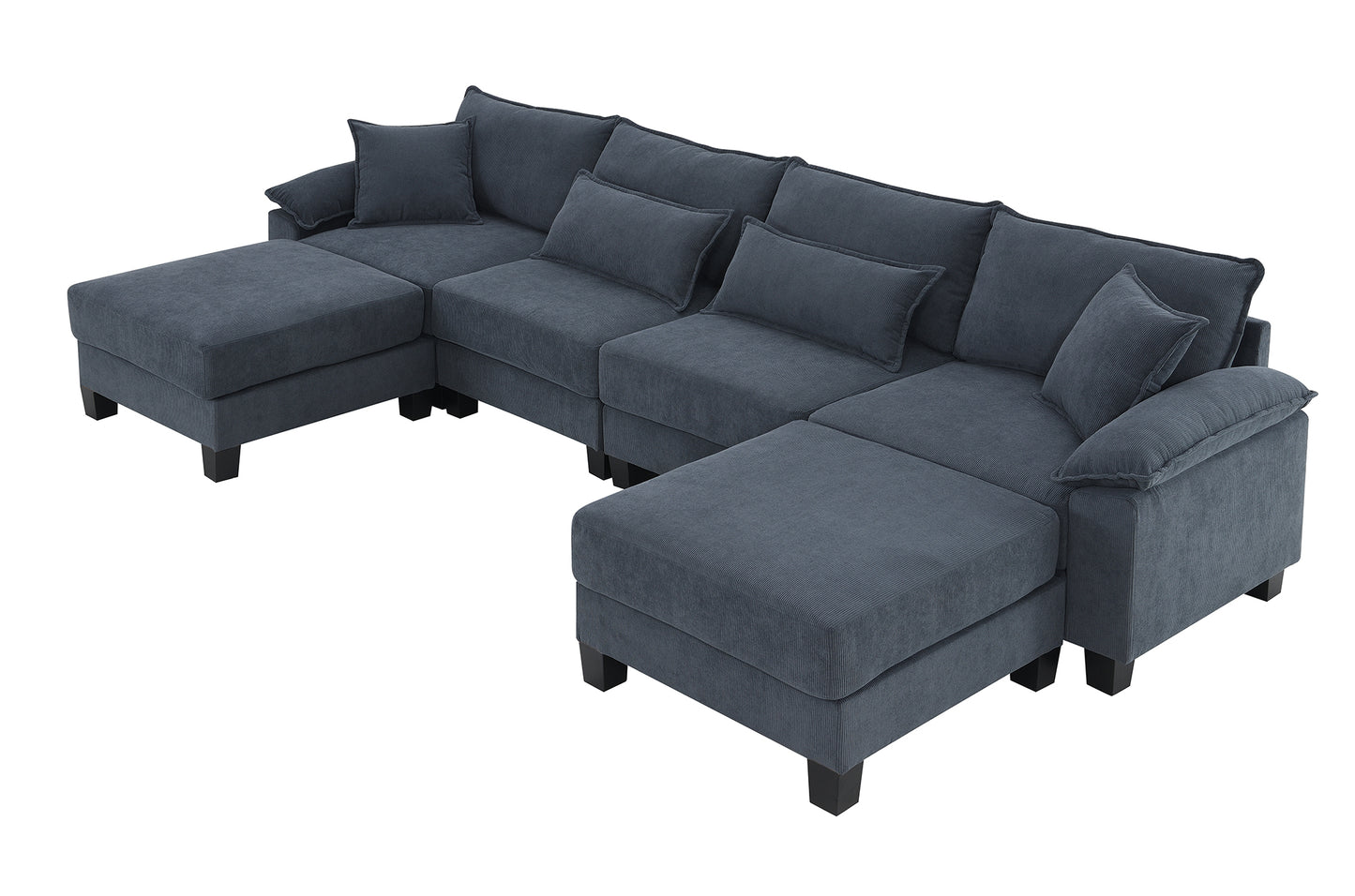 133*65" Corduroy Modular Sectional Sofa,U Shaped Couch with Armrest Bags,6 Seat Freely Combinable Sofa Bed,Comfortable and Spacious Indoor Furniture for Living Room, 2 Colors