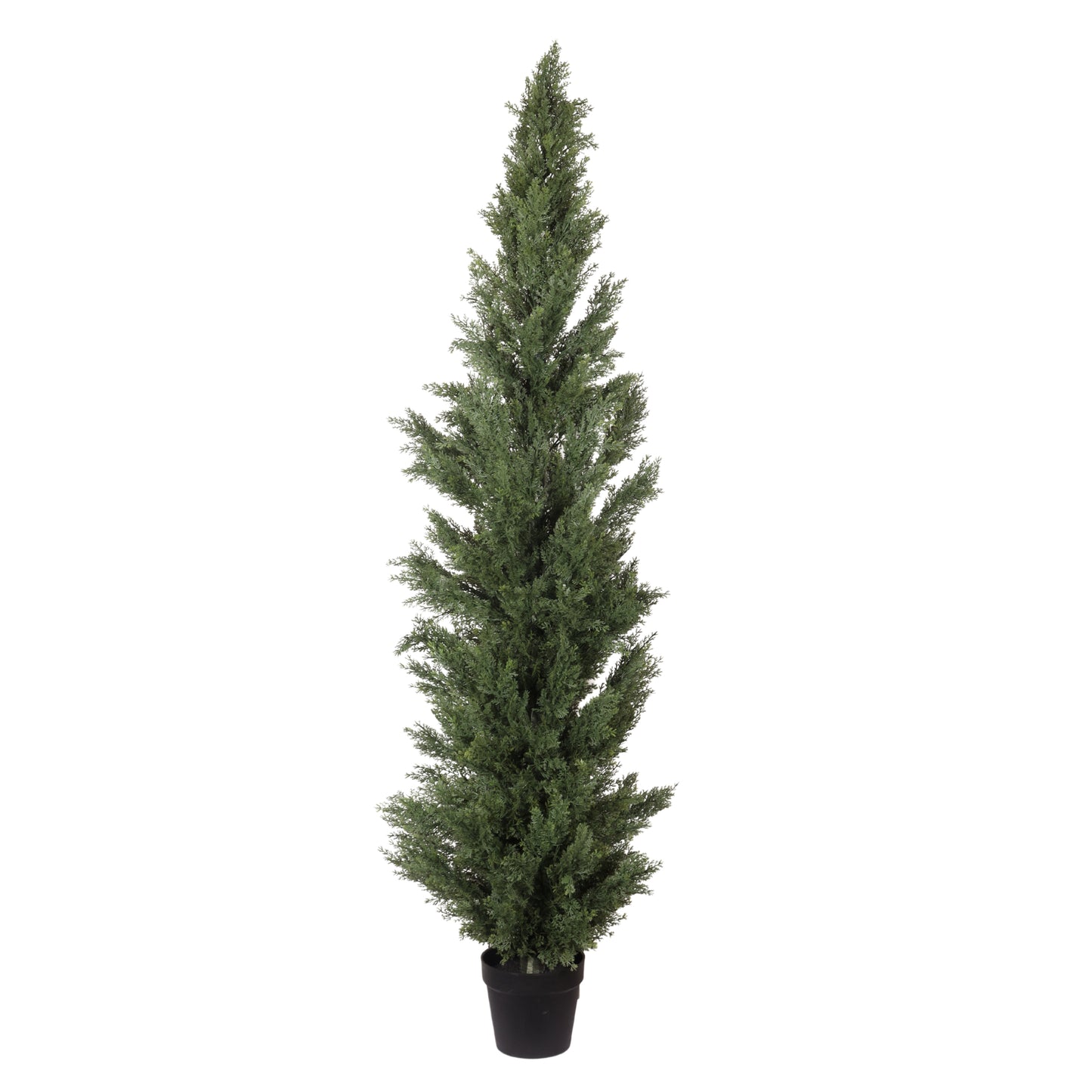 Artificial Cypress Tree in Black Plastic Pot UV Resistant, Realistic Indoor Outdoor Fake Topiary Plant, Garden or