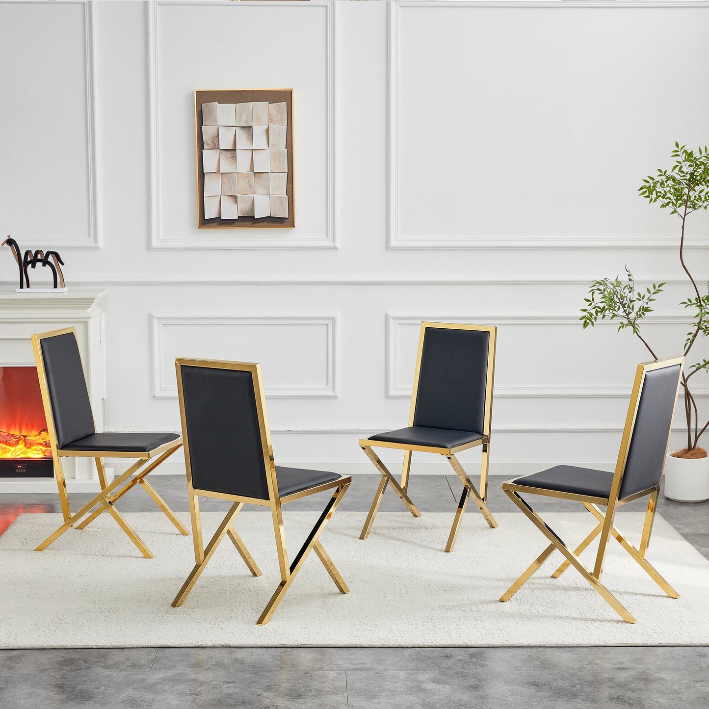 Modern PU Leather Dining Chair – Ergonomic Upholstered Chair with Metal Frame, Luxury Kitchen & Dining Seating