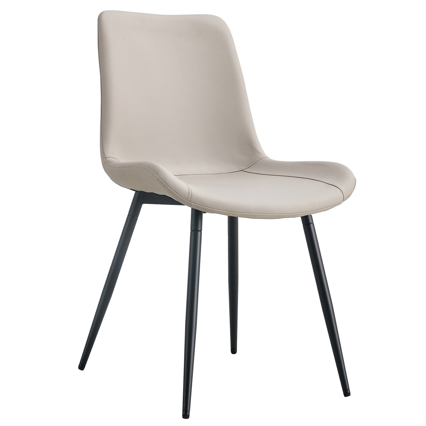 Modern Dining Chair – Upholstered Curved Seat Chair with Backrest Cushion & Black Metal Legs