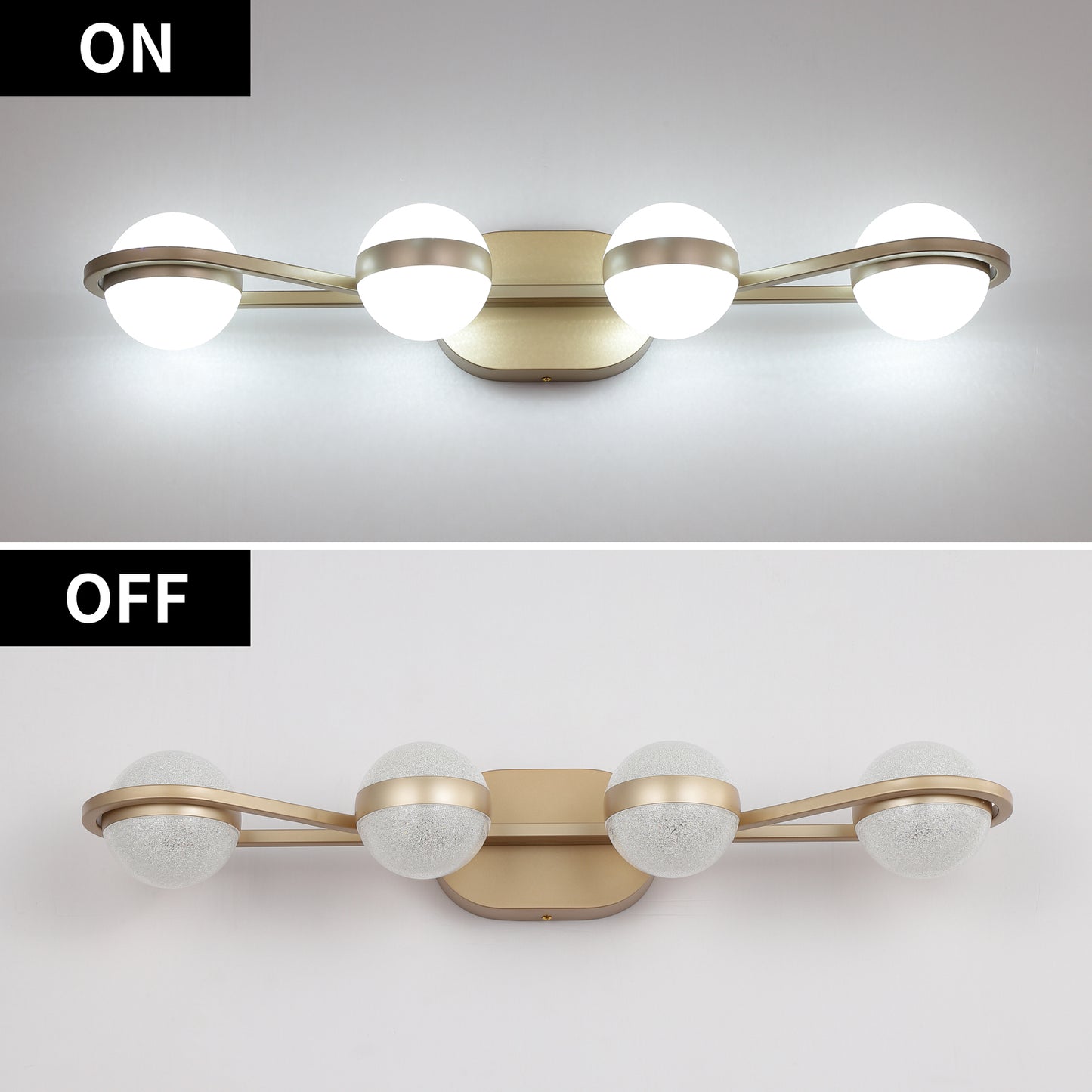 (Same as W134067503/L2001) Modern Minimalist Gold Bathroom Vanity Light, 4 Bulb Acrylic Shades, Wall Mounted Decorative Lighting Fixture, Suitable for Bathroom Vanity Mirror