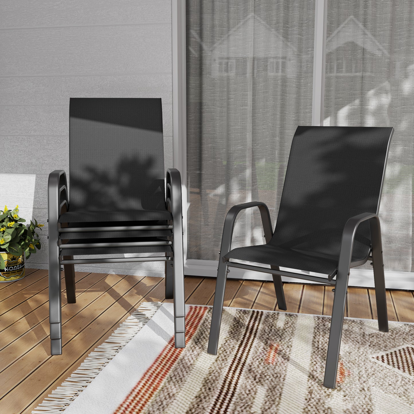 Outdoor Dining Chairs, Wide Ergonomic Seat, 350 lbs Capacity, Waterproof Teslin Fabric