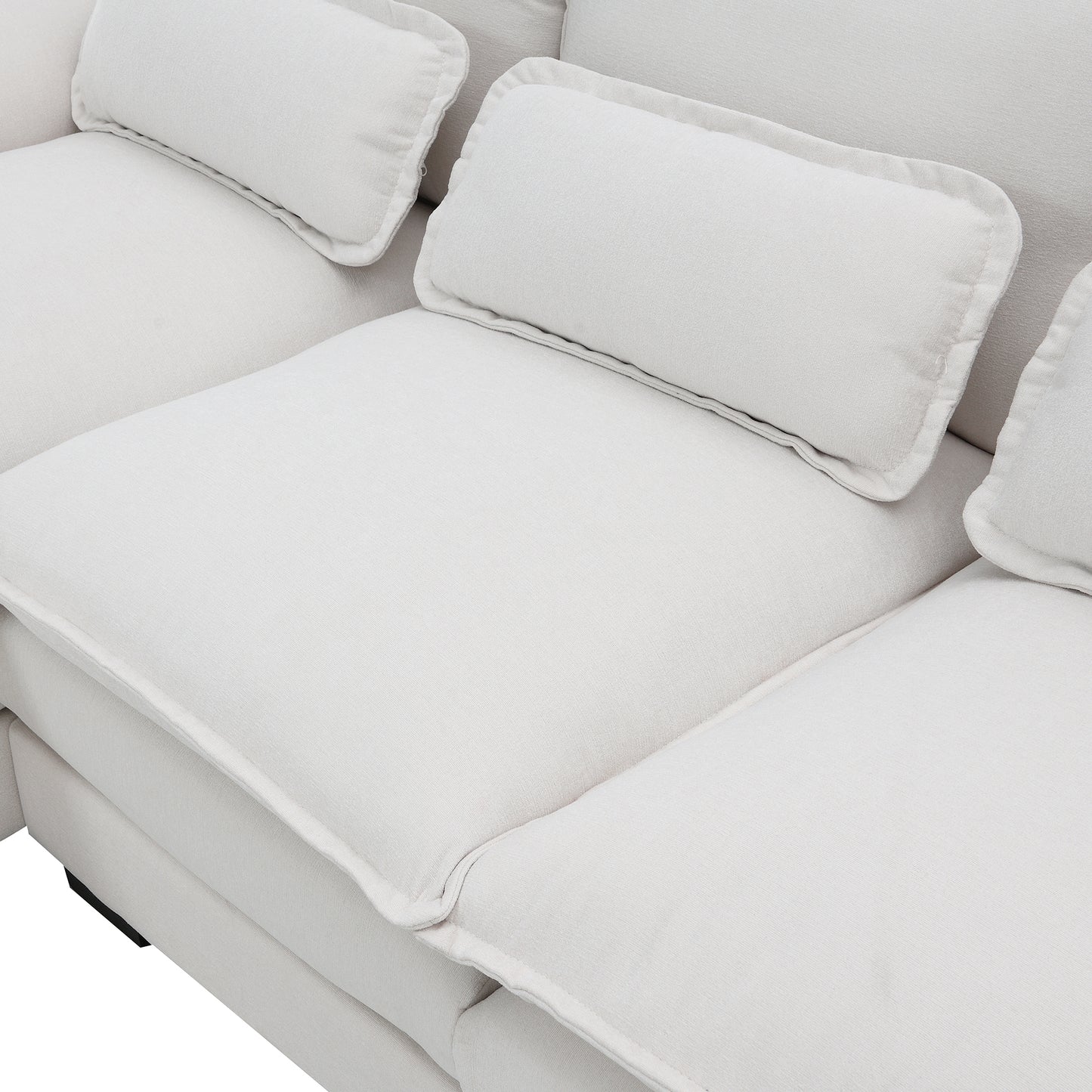 109.8*55.9" Modern U-shaped Sectional Sofa with Waist Pillows,6-seat Upholstered Symmetrical Sofa Furniture,Sleeper Sofa Couch with Chaise Lounge for Living Room,Apartment,2 Color
