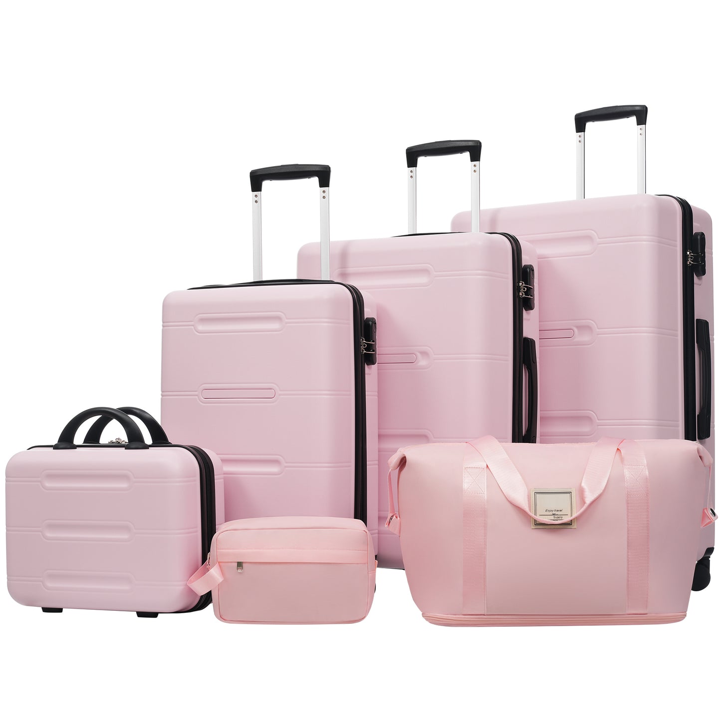 6 Piece Luggage Set, Lightweight Hardshell Suitcase with Double Spinner Wheels, Password Lock