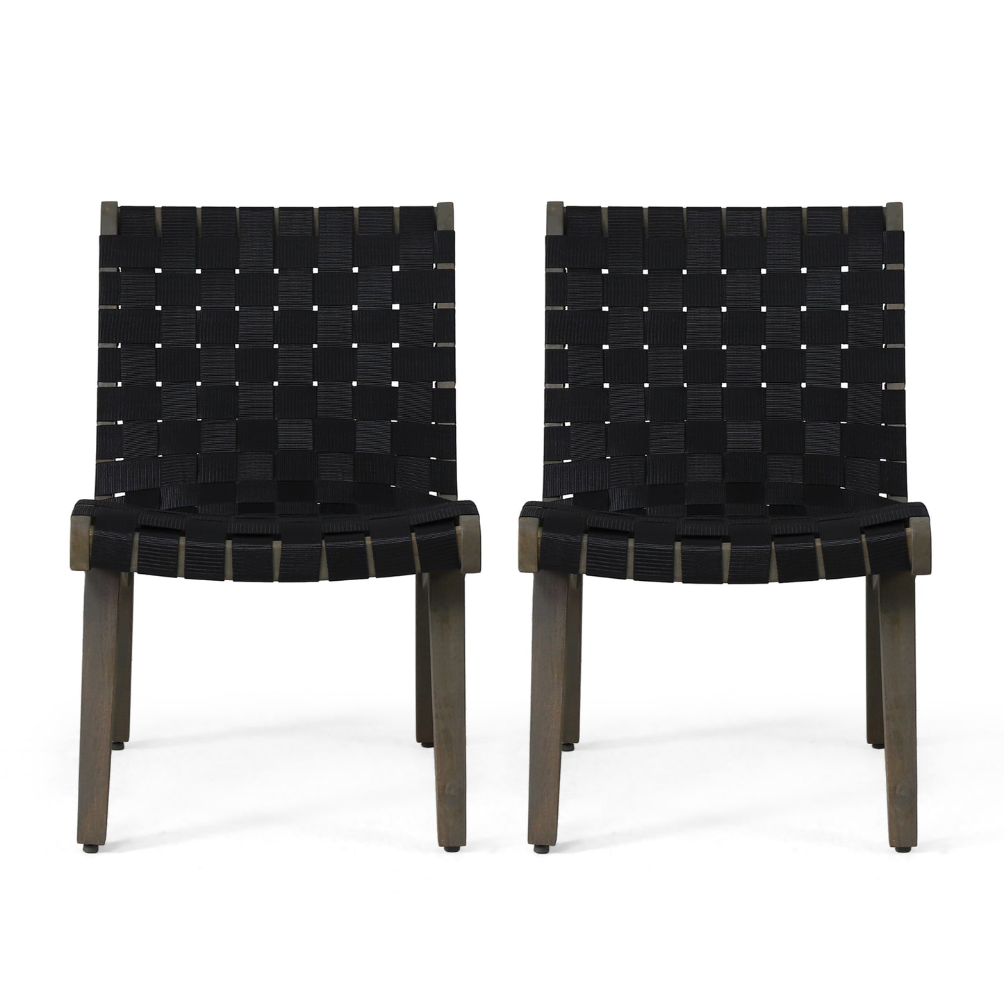 Charlotte Outdoor Lounge Chair Set of 2 – Acacia Wood and Rope Weave Patio Accent Chairs