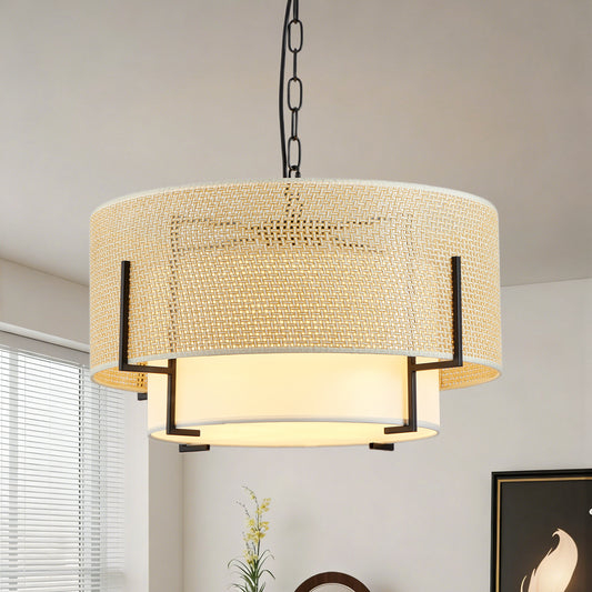 Pendant Light Chandelier with Iron Gold Finish Farmhouse Style for Dining Room or Kitchen Island
