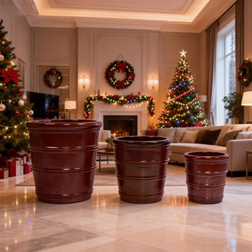 Set of 3 Ceramic Planters for Patio, Garden or Windowsill