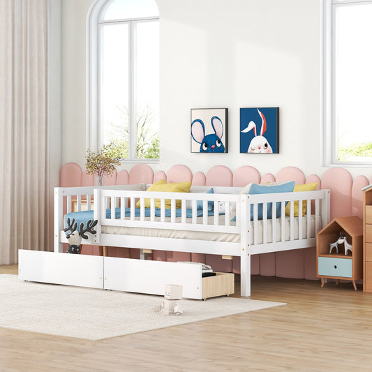 Daybed, Twin Size, Solid Wood with Two Storage Drawers for Bedroom or Living Room