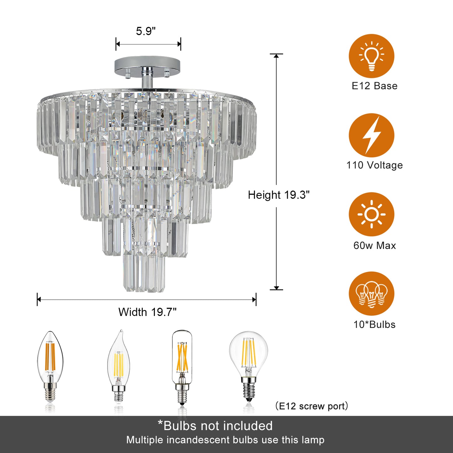 (Same as W1340110373/L5010) Large crystal chandelier in white chrome color, modern style chandelier, dining room, living room, bedroom (Without Bulb)