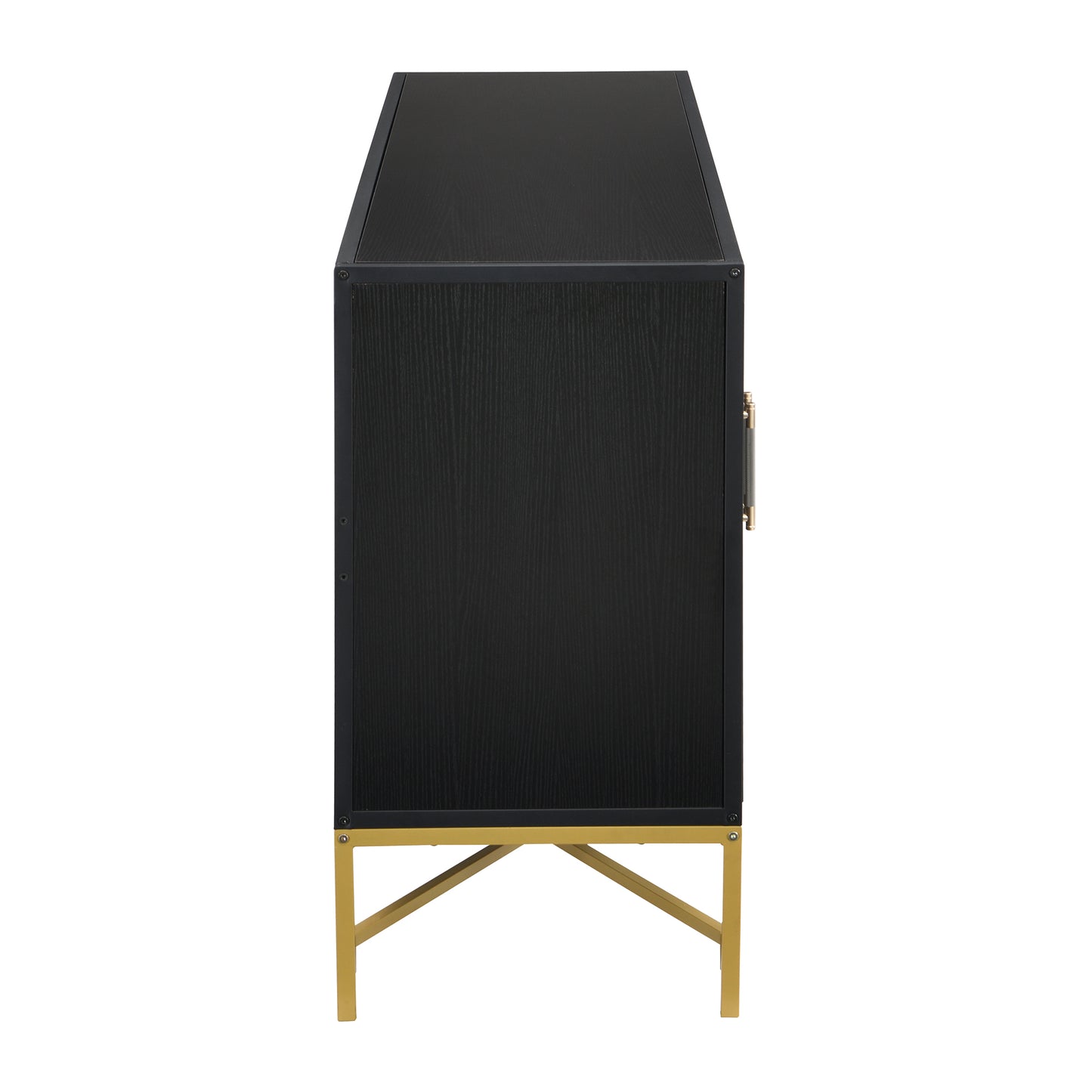 Distinctive Features of Four-Door Sideboard with Metal and Cross-Leg Design,Suitable for Living Rooms,Entrance and Study