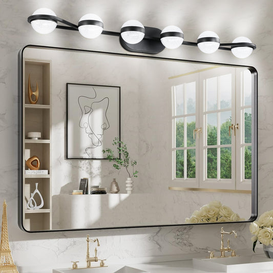 (Same as W1340P143680/LL2001-B-6) Vanity Lights With 6 LED Bulbs For Bathroom Lighting(Black)