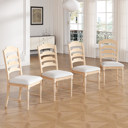 Dining Chair Vintage Rubber Wood Natural for Dining Room or Kitchen