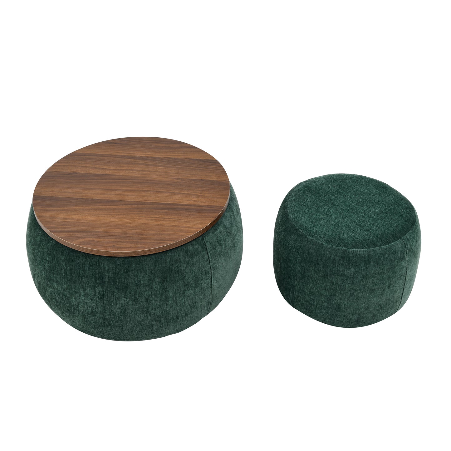 Modern Classic Round Storage Ottoman with Removable Top, 2 in 1 Function End Table and Ottoman