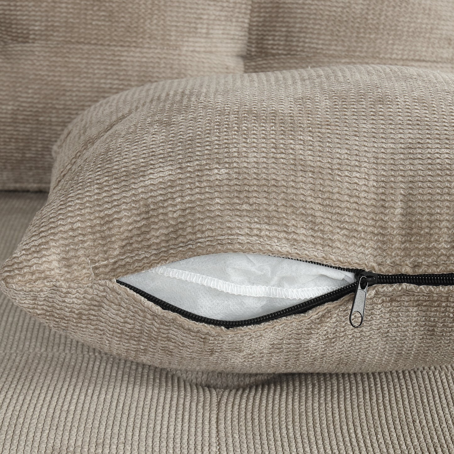 82.6" L-shape Sofa Bed Pull-out Sleeper Sofa with Wheels, USB Ports, Power Sockets for Living Room , Khaki