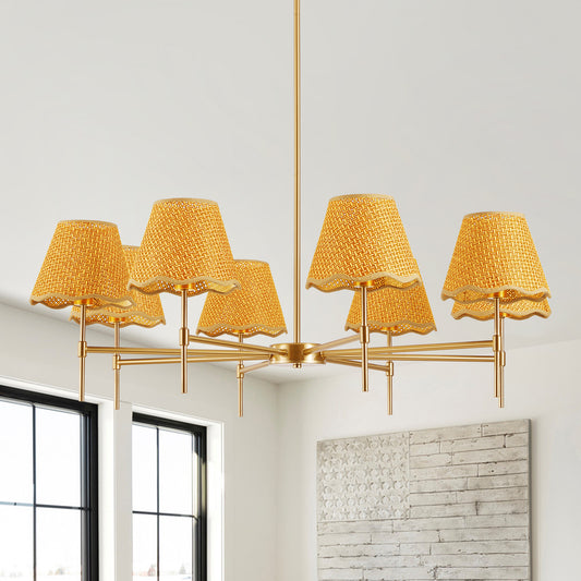Chandelier Iron Gold Farmhouse, Available in 8-Light and 6-Light options for Dining Room & Kitchen Island