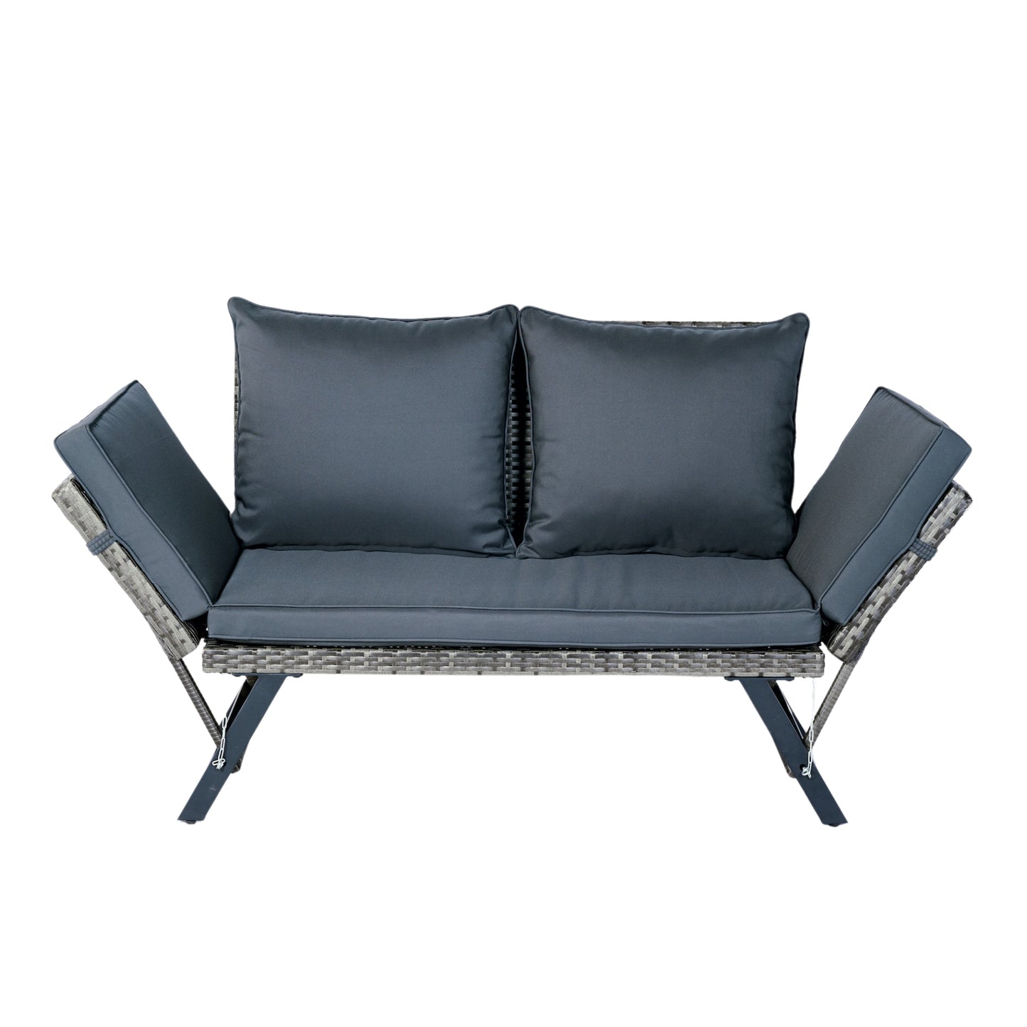 Patio Bench Dark Grey Polyester Modern with Outdoor Seating for Patio or Garden Seating