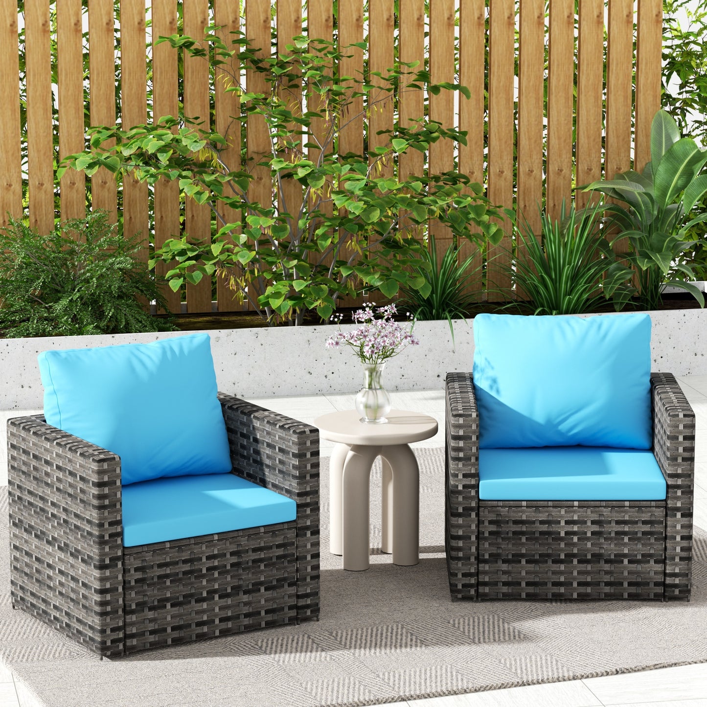 Outdoor Patio Rattan Sofa Set – Garden Wicker Chair Set with Cushions, Durable Steel Frame, 360 lb Capacity Seating