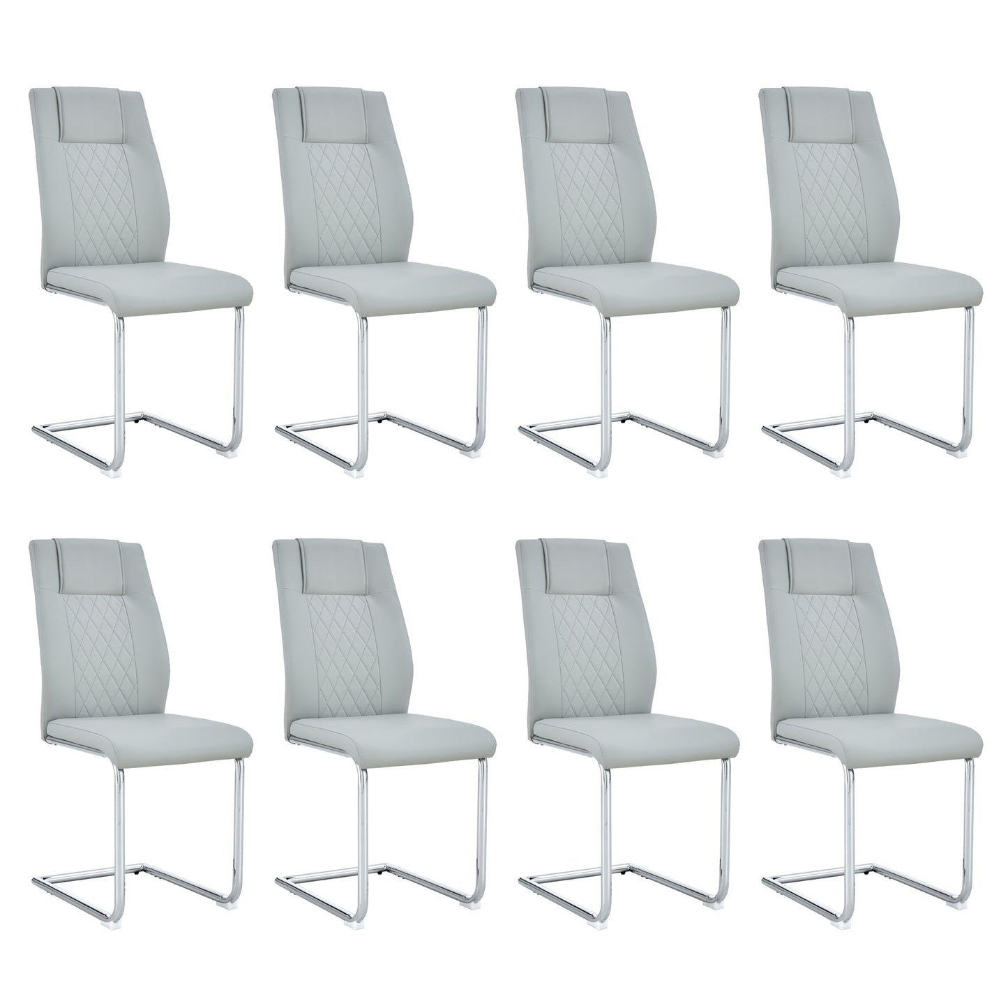 Modern Dining Chairs Set of 8 – Faux Leather Padded Kitchen Chairs with Metal Legs, Upholstered Dining Seating