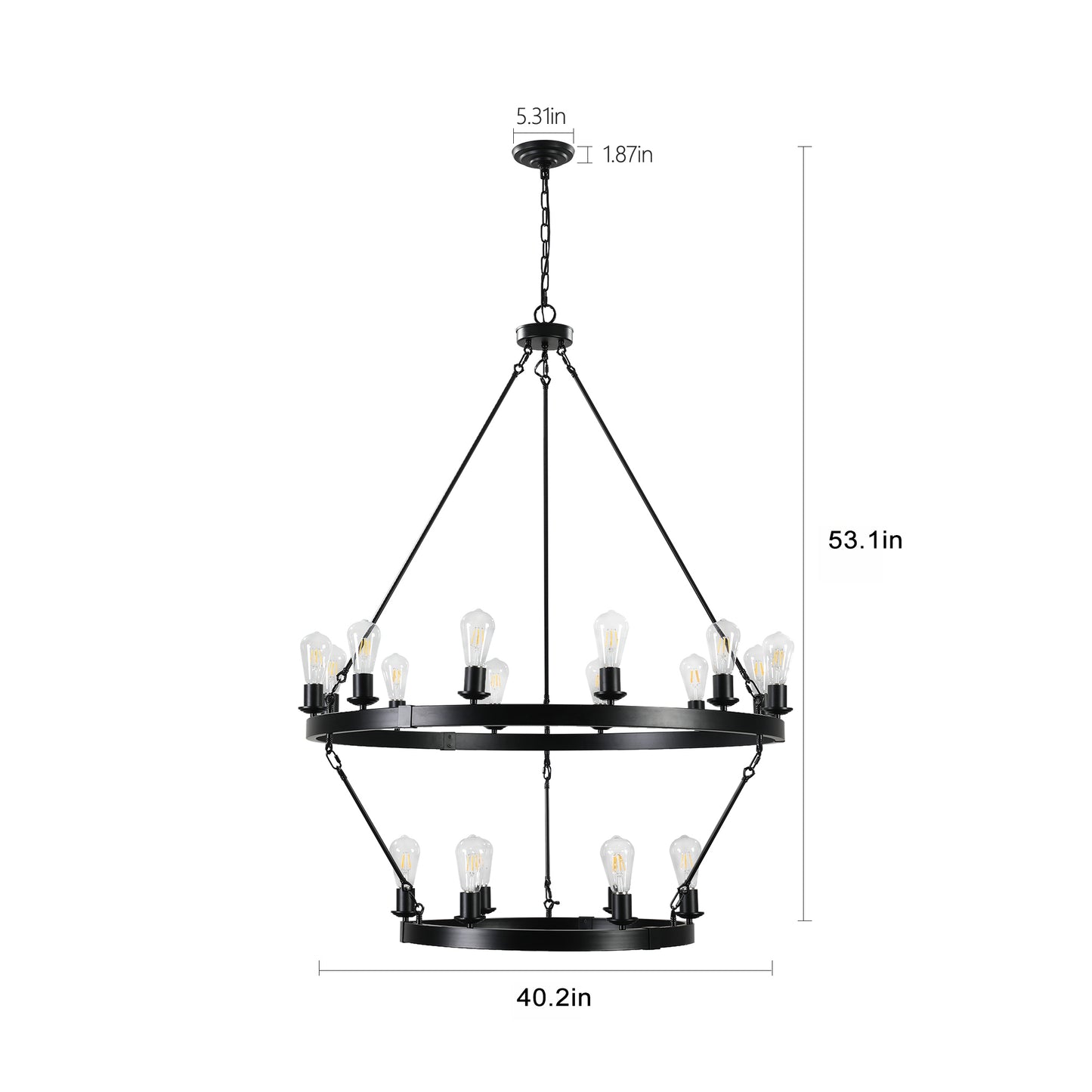 (NEW SKU:W1340P206659) Retro style Large 2-Tier circular ceiling Ironwork chandelier