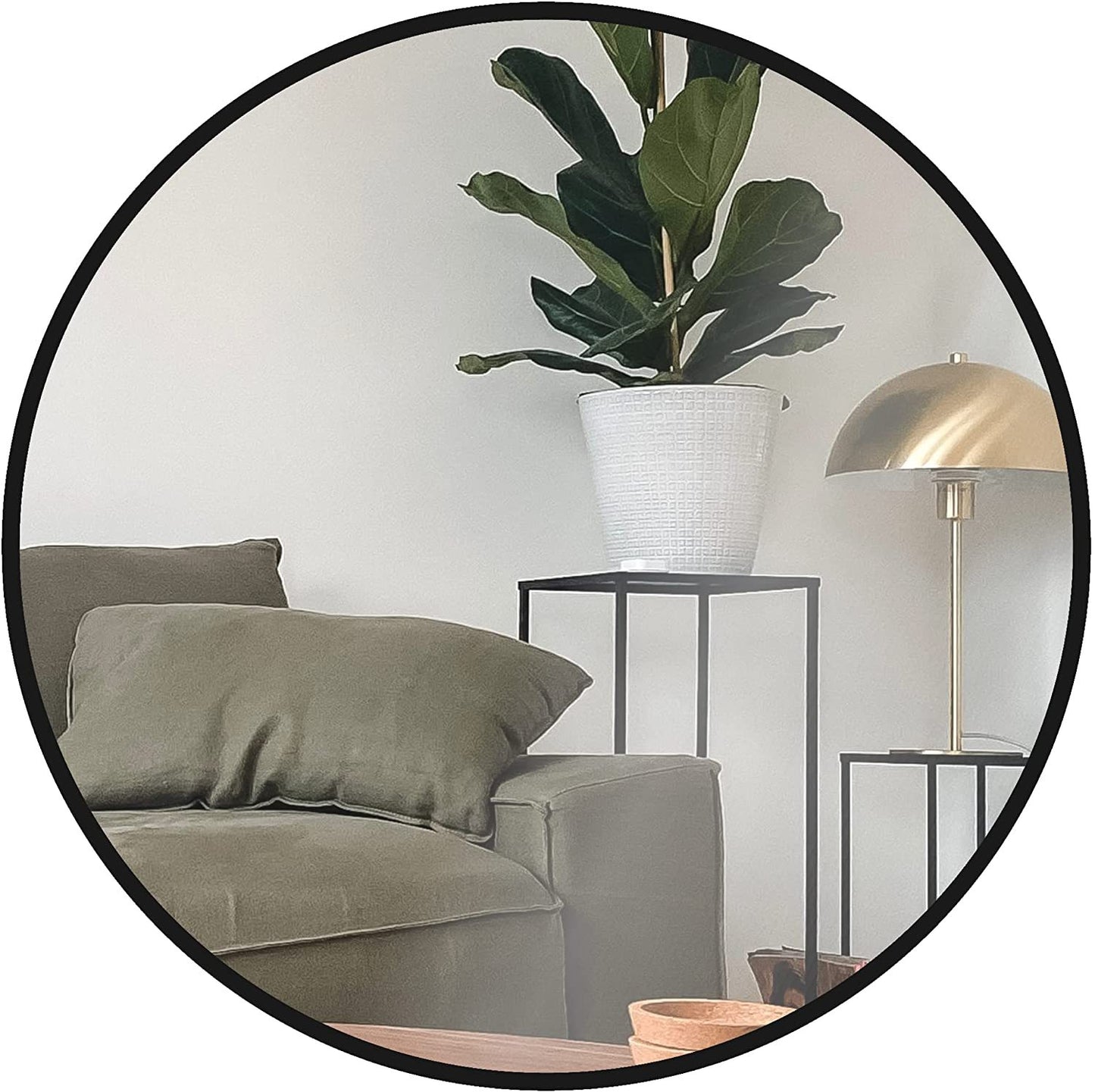 Round Metal Frame Wall Mirror – 24" Modern Bathroom Vanity Mirror, Circular Decorative Mirror