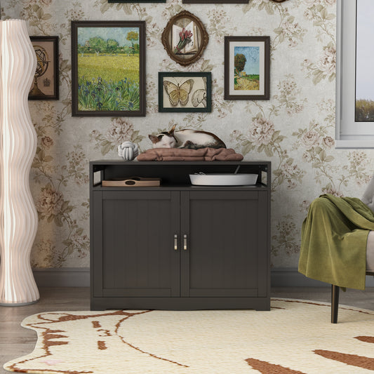 Cat Litter Box Enclosure Espresso Engineered Wood for pet areas and home organization