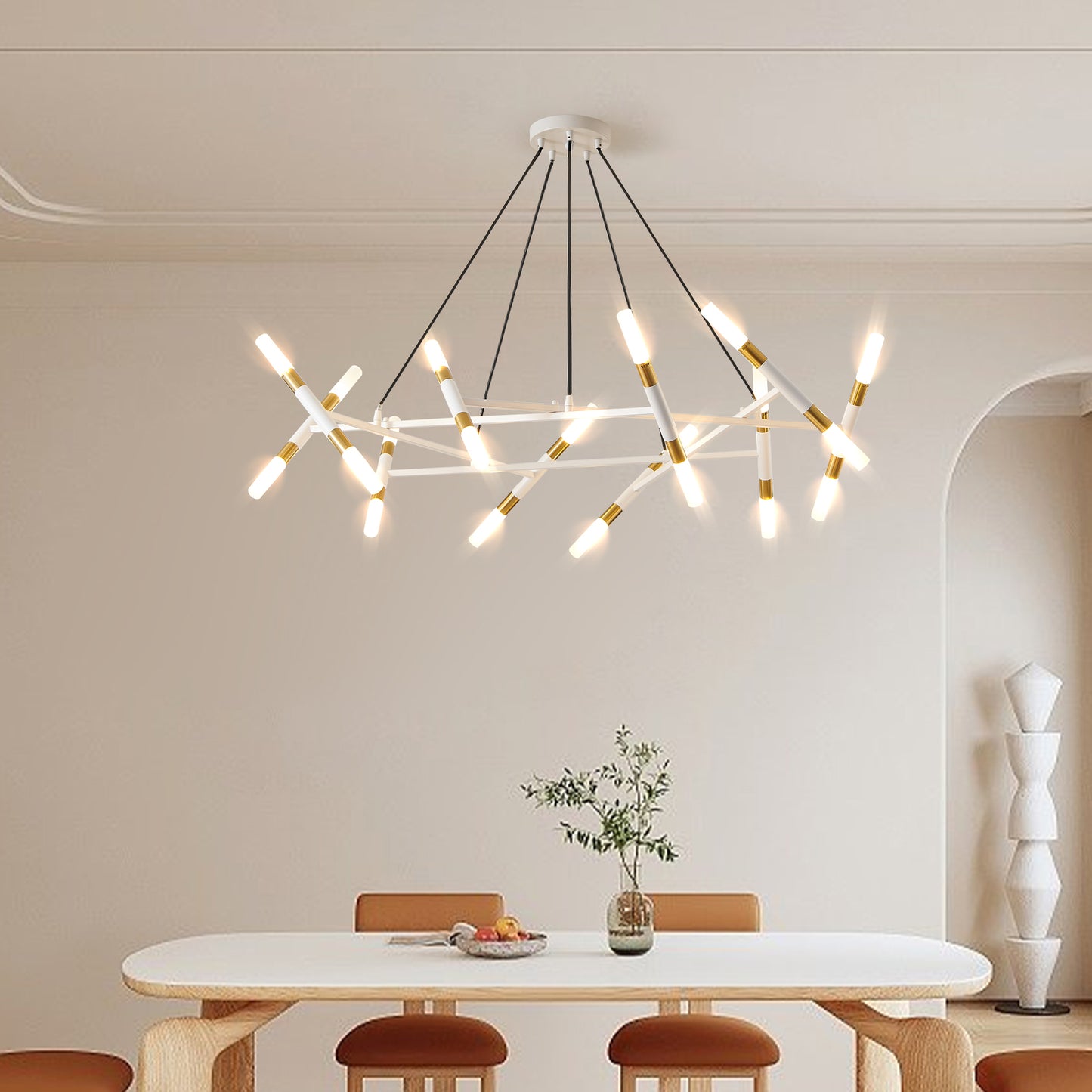 41' Modern Chandelier Light Fixture, Branch Design with Frosted Tubes,