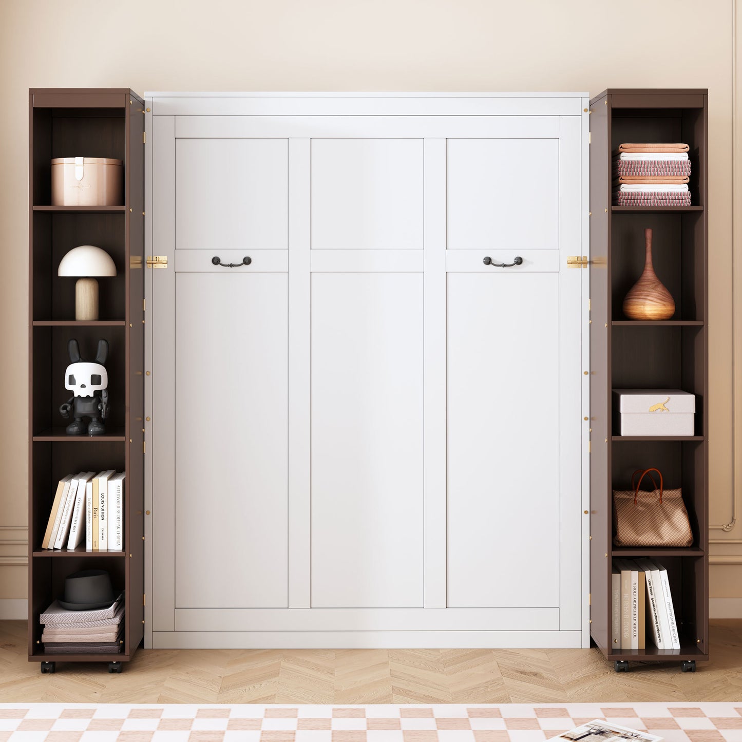 Queen Murphy Bed Wall Bed with Storage Doors