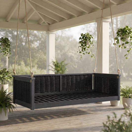 Daybed Acacia Wood Black, Teak, Light Teak for Bedroom or Guest Room